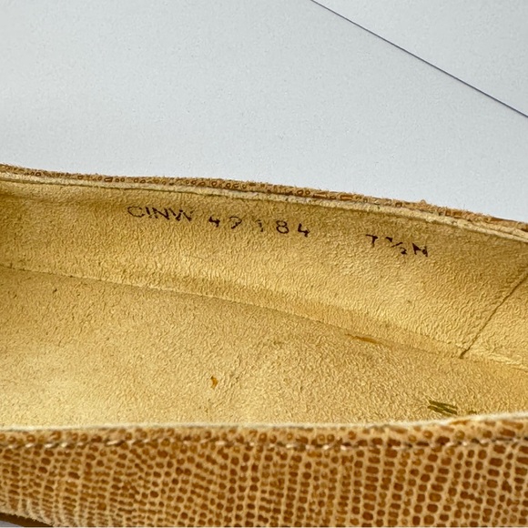 Stuart Weitzman Bucalina Wedge Heels Lizard-Embossed Leather Tortoise Buckle 7.5 - Picture 7 of 14